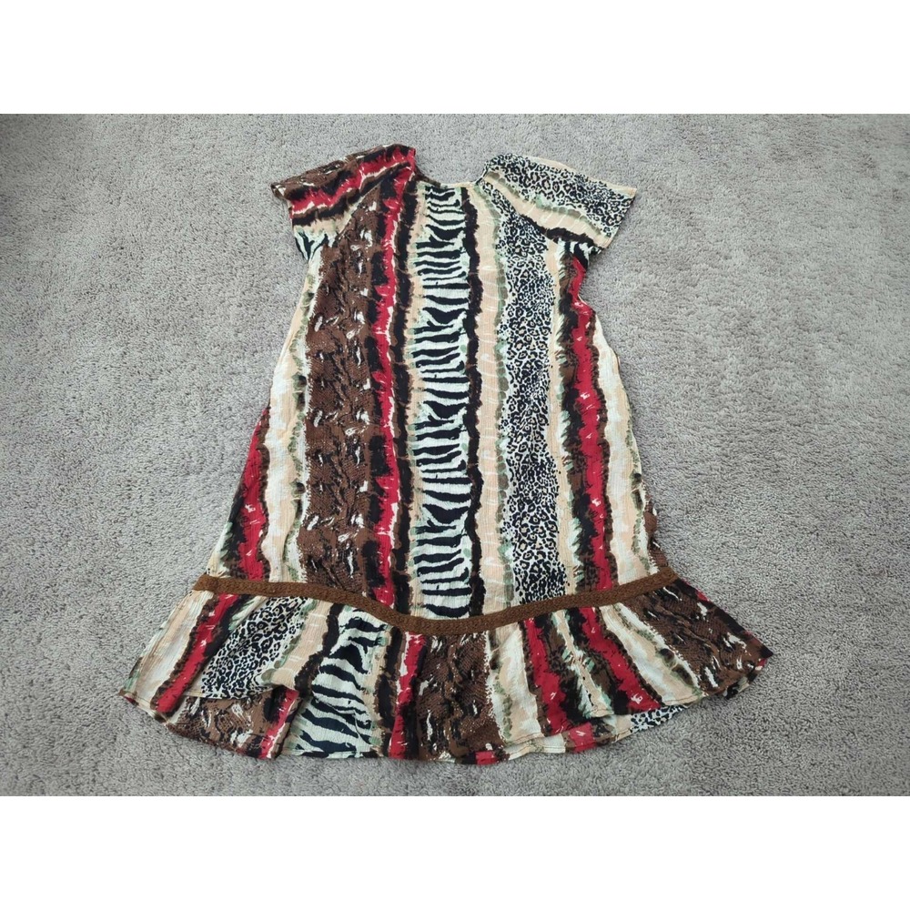 Phases Dress Womens L Vertical Stripes Animal Print Kaftan‎ Midi Loungewear - Picture 4 of 5